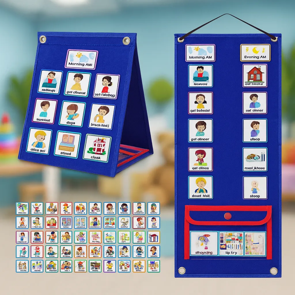 PATPAT Flash Cards for Kids Visual Schedule Calendar Chart (2-in-1 Foldable)